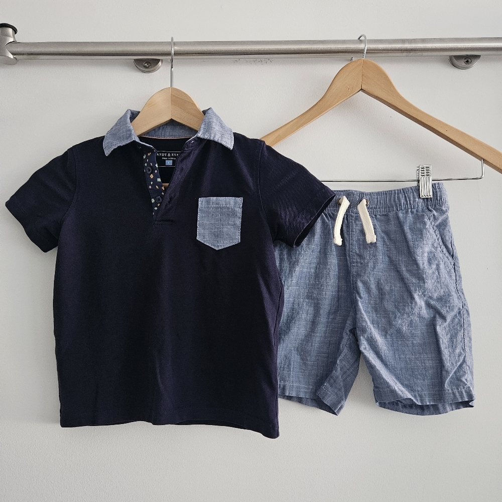 Andy & Evan Boys Polo Shirt & Shorts Set Size 6